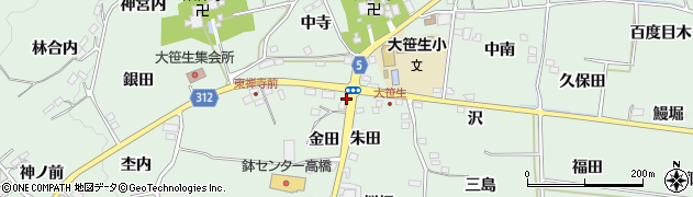 福島県福島市大笹生（金田）周辺の地図
