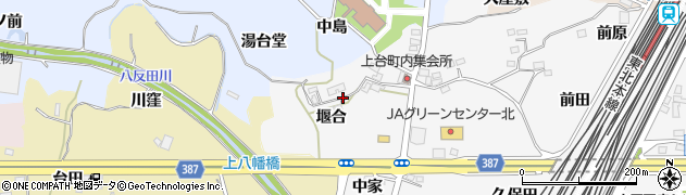 福島県福島市鎌田堰合周辺の地図