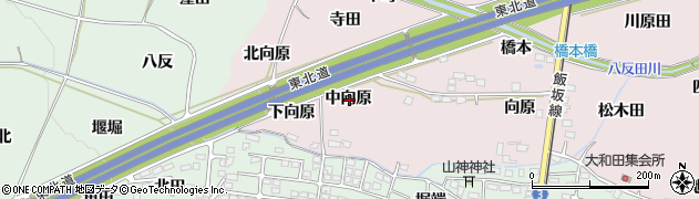 福島県福島市飯坂町平野中向原周辺の地図