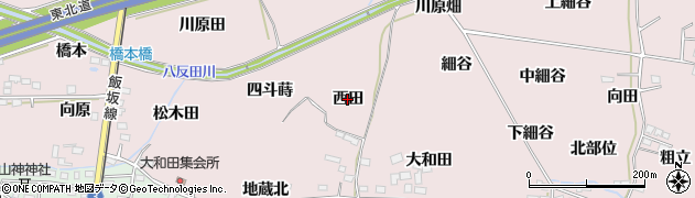 福島県福島市飯坂町平野（西田）周辺の地図