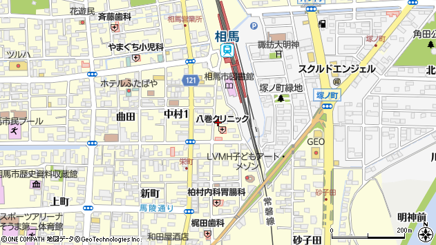 〒976-0042 福島県相馬市中村の地図