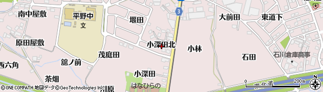 福島県福島市飯坂町平野小深田北周辺の地図