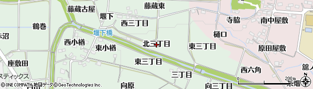 福島県福島市笹谷（北三丁目）周辺の地図