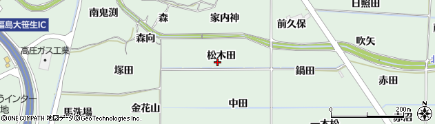 福島県福島市大笹生（松木田）周辺の地図