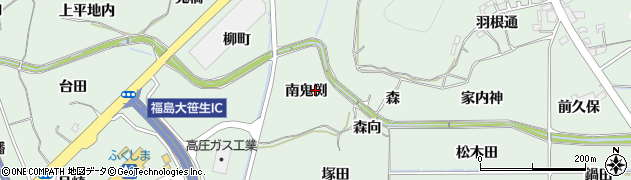 福島県福島市大笹生南鬼渕周辺の地図
