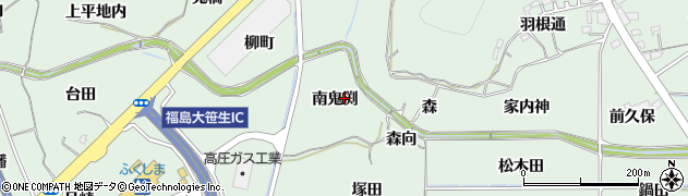 福島県福島市大笹生（南鬼渕）周辺の地図