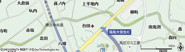 福島県福島市大笹生台田周辺の地図