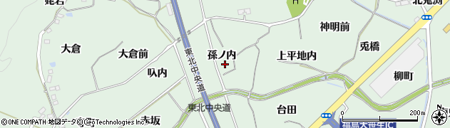 福島県福島市大笹生（孫ノ内）周辺の地図