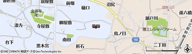 福島県福島市下飯坂薬師周辺の地図