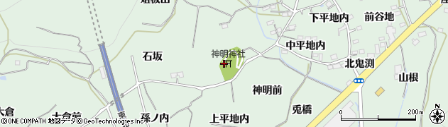 福島県福島市大笹生神明周辺の地図