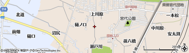 福島県福島市宮代（樋ノ口）周辺の地図