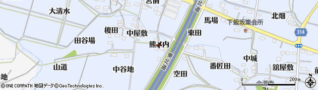 福島県福島市下飯坂（熊ノ内）周辺の地図