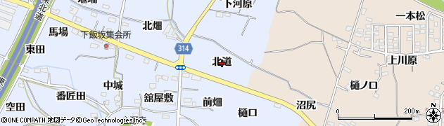 福島県福島市下飯坂北道周辺の地図