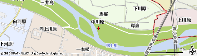 福島県福島市飯坂町東湯野（中川原）周辺の地図