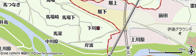 福島県福島市飯坂町東湯野（下川原）周辺の地図