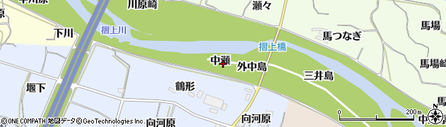 福島県福島市飯坂町東湯野中瀬周辺の地図