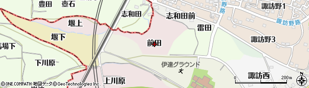 福島県伊達市前田周辺の地図