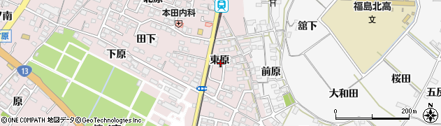 福島県福島市飯坂町平野東原周辺の地図