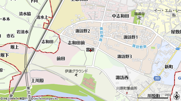 〒960-0438 福島県伊達市雷田の地図