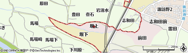 福島県伊達市堰上周辺の地図