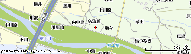 福島県福島市飯坂町東湯野矢波瀬周辺の地図