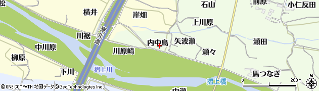 福島県福島市飯坂町東湯野内中島周辺の地図