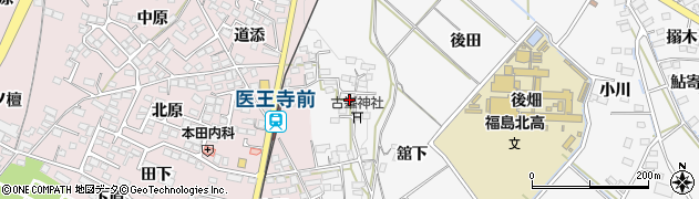 福島県福島市飯坂町（五郎兵ヱ舘）周辺の地図