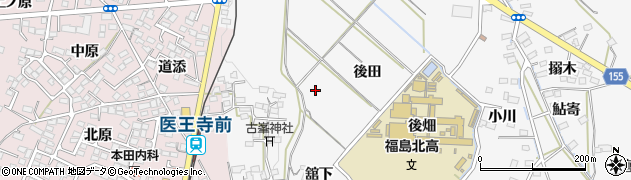 福島県福島市飯坂町後田周辺の地図