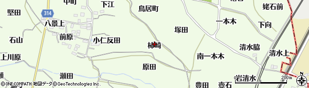 福島県福島市飯坂町東湯野（柿崎）周辺の地図
