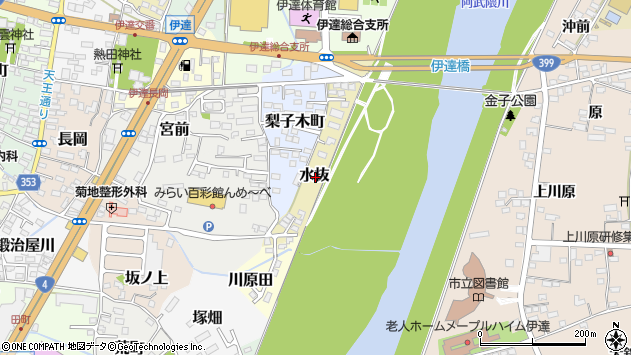 〒960-0402 福島県伊達市水抜の地図