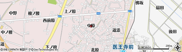 福島県福島市飯坂町平野（中原）周辺の地図