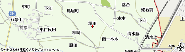 福島県福島市飯坂町東湯野（塚田）周辺の地図