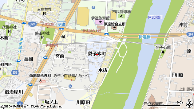 〒960-0411 福島県伊達市梨子木町の地図