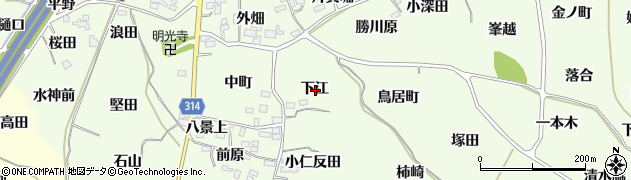 福島県福島市飯坂町東湯野下江周辺の地図