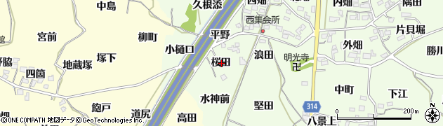 福島県福島市飯坂町東湯野桜田周辺の地図