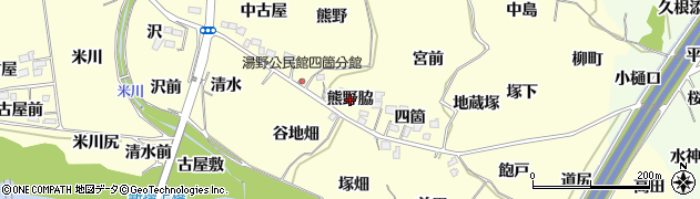 福島県福島市飯坂町湯野（熊野脇）周辺の地図
