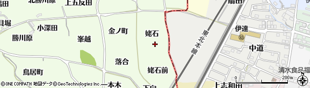 福島県福島市飯坂町東湯野（姥石）周辺の地図