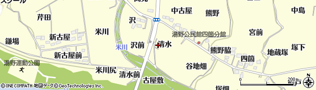 福島県福島市飯坂町湯野（清水）周辺の地図