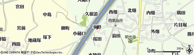 福島県福島市飯坂町東湯野（平野）周辺の地図