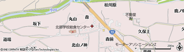 福島県福島市飯坂町平野森周辺の地図