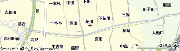 福島県福島市飯坂町湯野花川周辺の地図