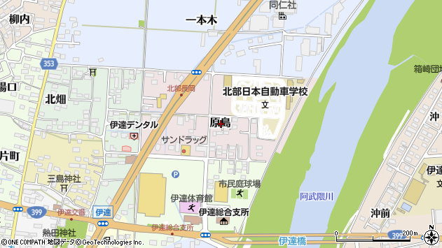 〒960-0404 福島県伊達市原島の地図