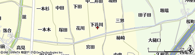 福島県福島市飯坂町湯野（下花川）周辺の地図