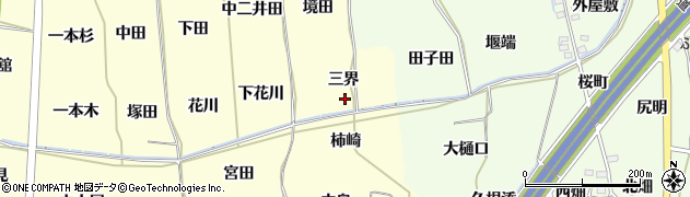 福島県福島市飯坂町湯野（三界）周辺の地図