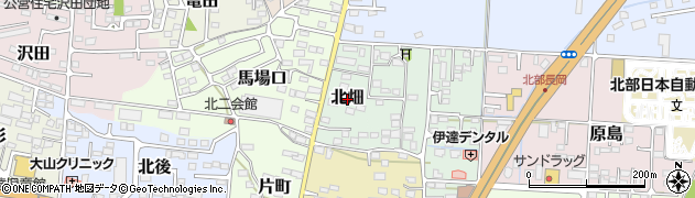福島県伊達市北畑周辺の地図