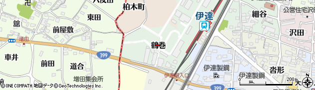 福島県伊達市鶴巻周辺の地図