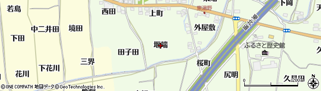 福島県福島市飯坂町東湯野（堰端）周辺の地図
