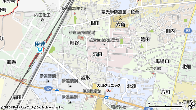 〒960-0473 福島県伊達市沢田の地図