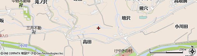 福島県福島市飯坂町中野高田周辺の地図