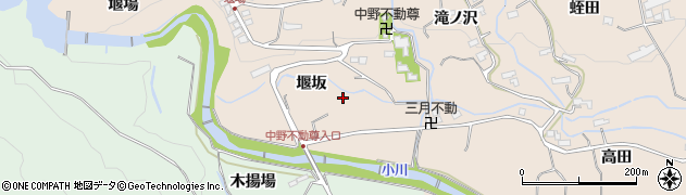 福島県福島市飯坂町中野（板揚場）周辺の地図